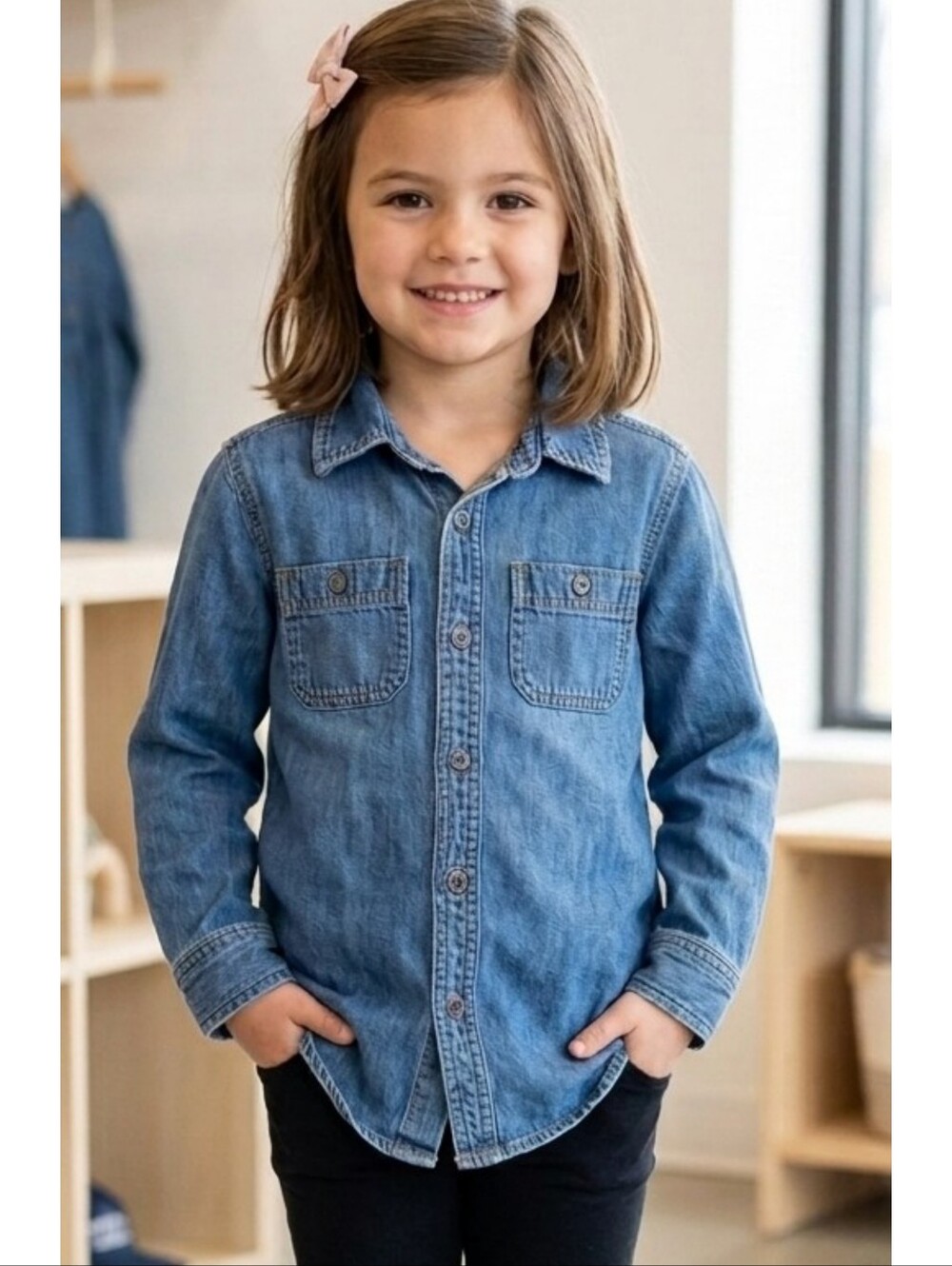 Crazy 8 Button down Denim shirt Blue Size S (5-6)
